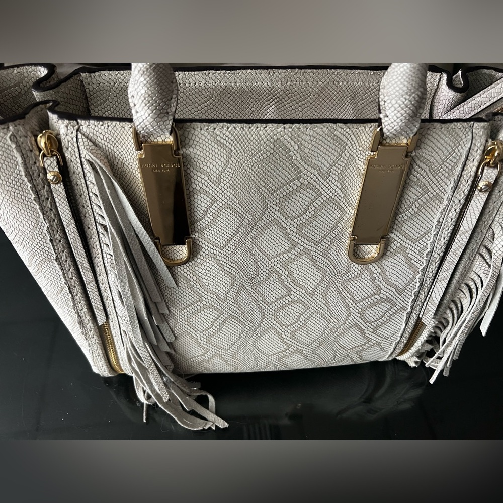 Henri Bendel Snake Print Tote in Gray and Gold - Picture 2 of 16